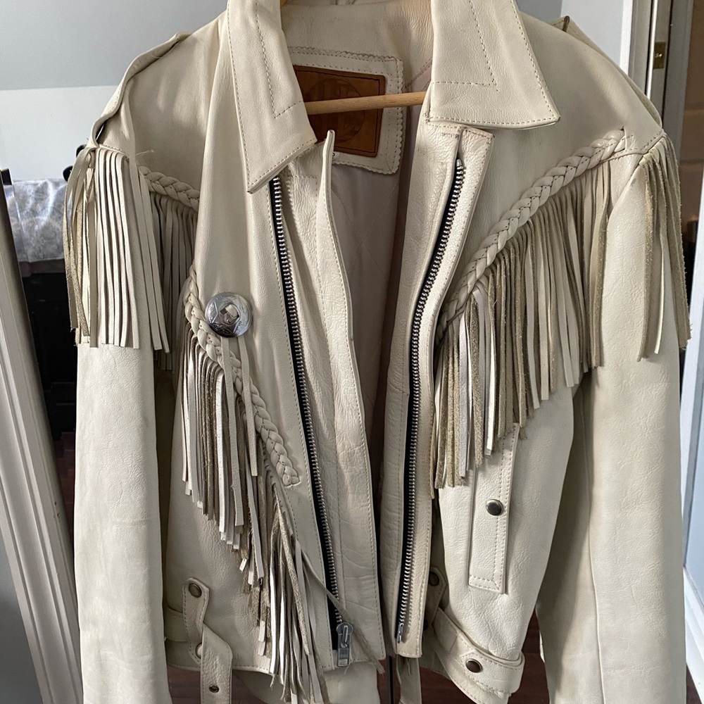 White vintage Genuin leather jacket